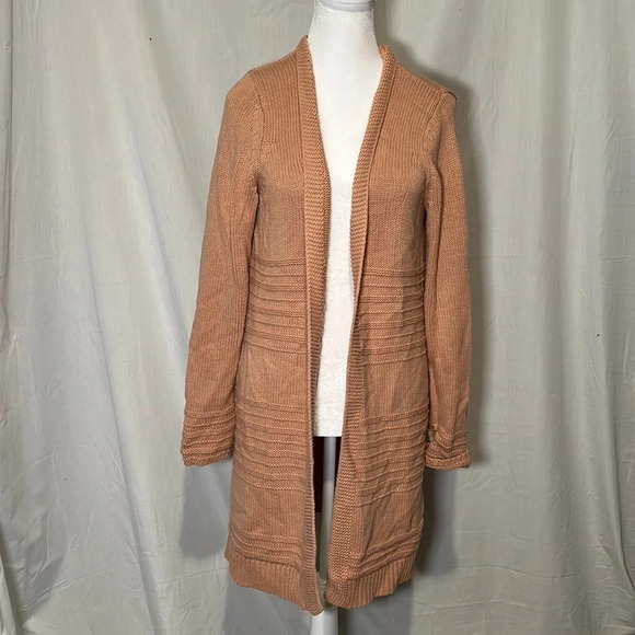 peachy pink open front long sleeve knit Old Navy cardigan size medium - Picture 1 of 3